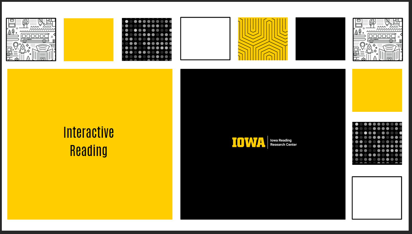 Title Page for Interactive Reading eLearning module with black, yellow, and white graphics