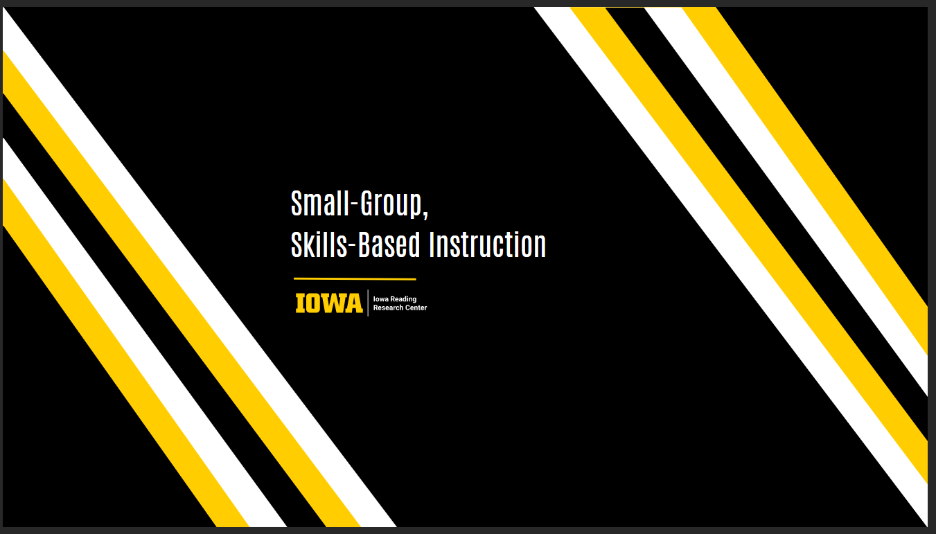 Graphic for Small Group, Skills Based Instruction Module with black background and white and yellow lines