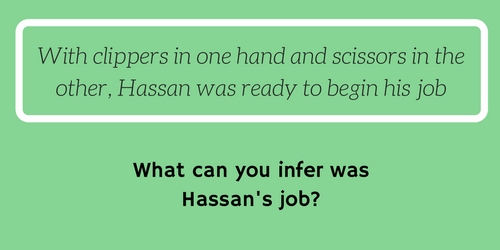 Green inference making text box about Hassan