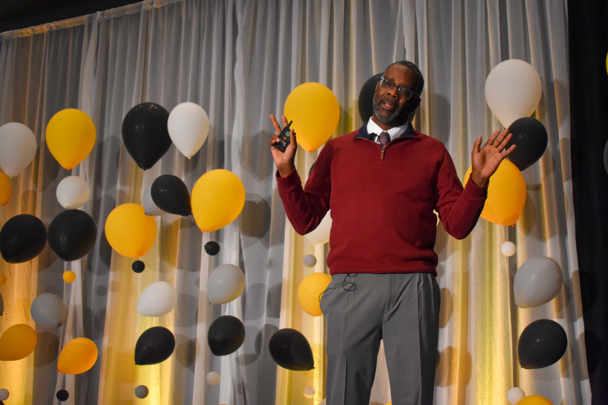 Kareem Weaver gives a keynote speech to Summit attendees