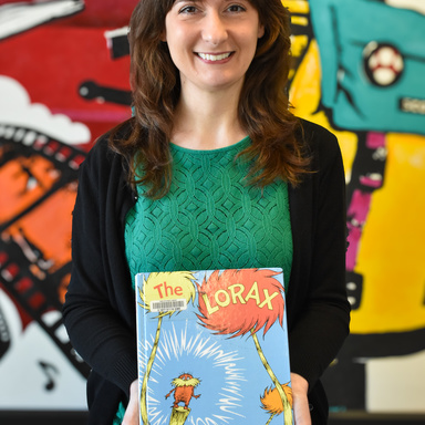IRRC staff member holding The Lorax
